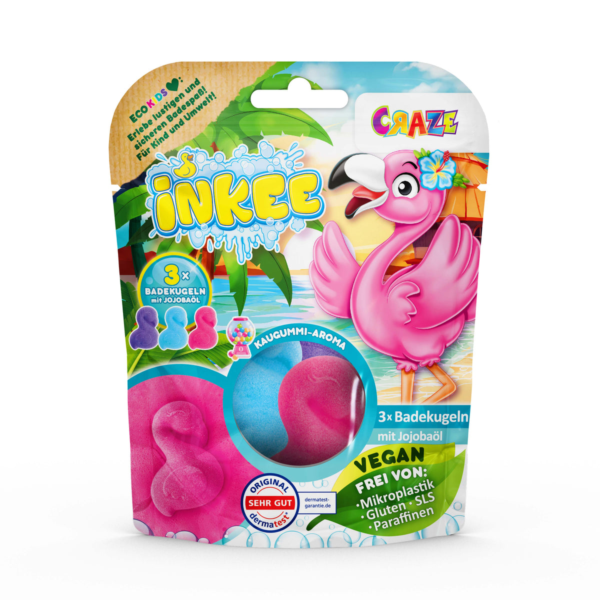 CRAZE Inkee 3 Flamingo Badebomben mit Jojobaöl