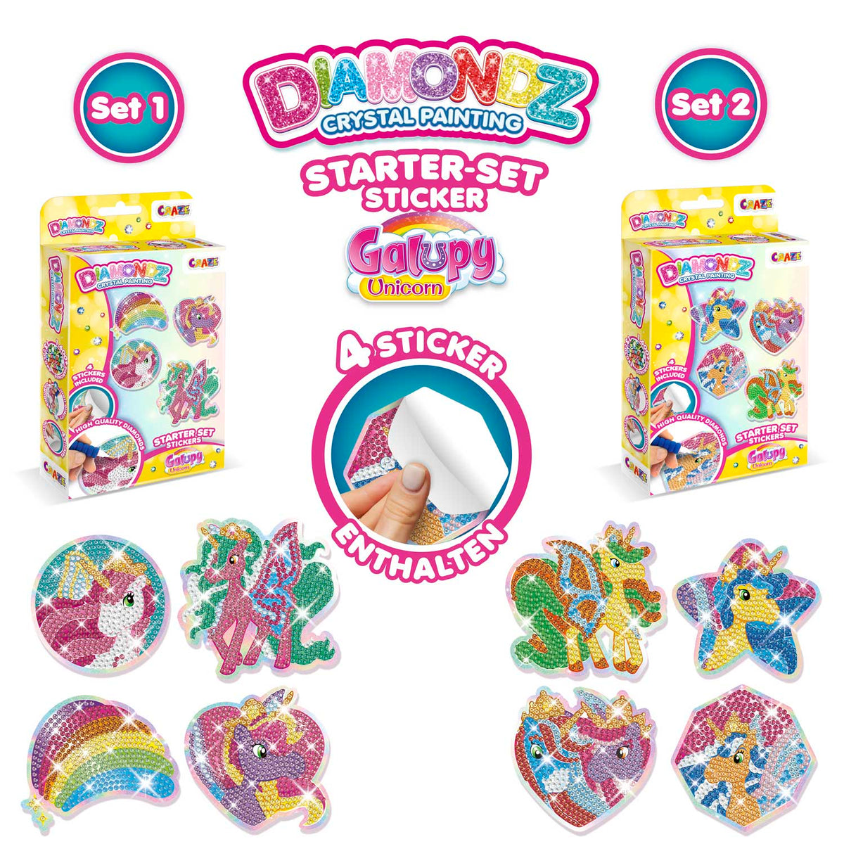 Diamond Painting Sticker Starter Set Galupy Einhorn