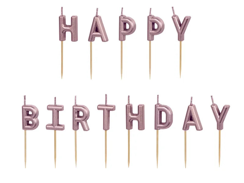 Geburtstagskerzen Happy Birthday Rosegold