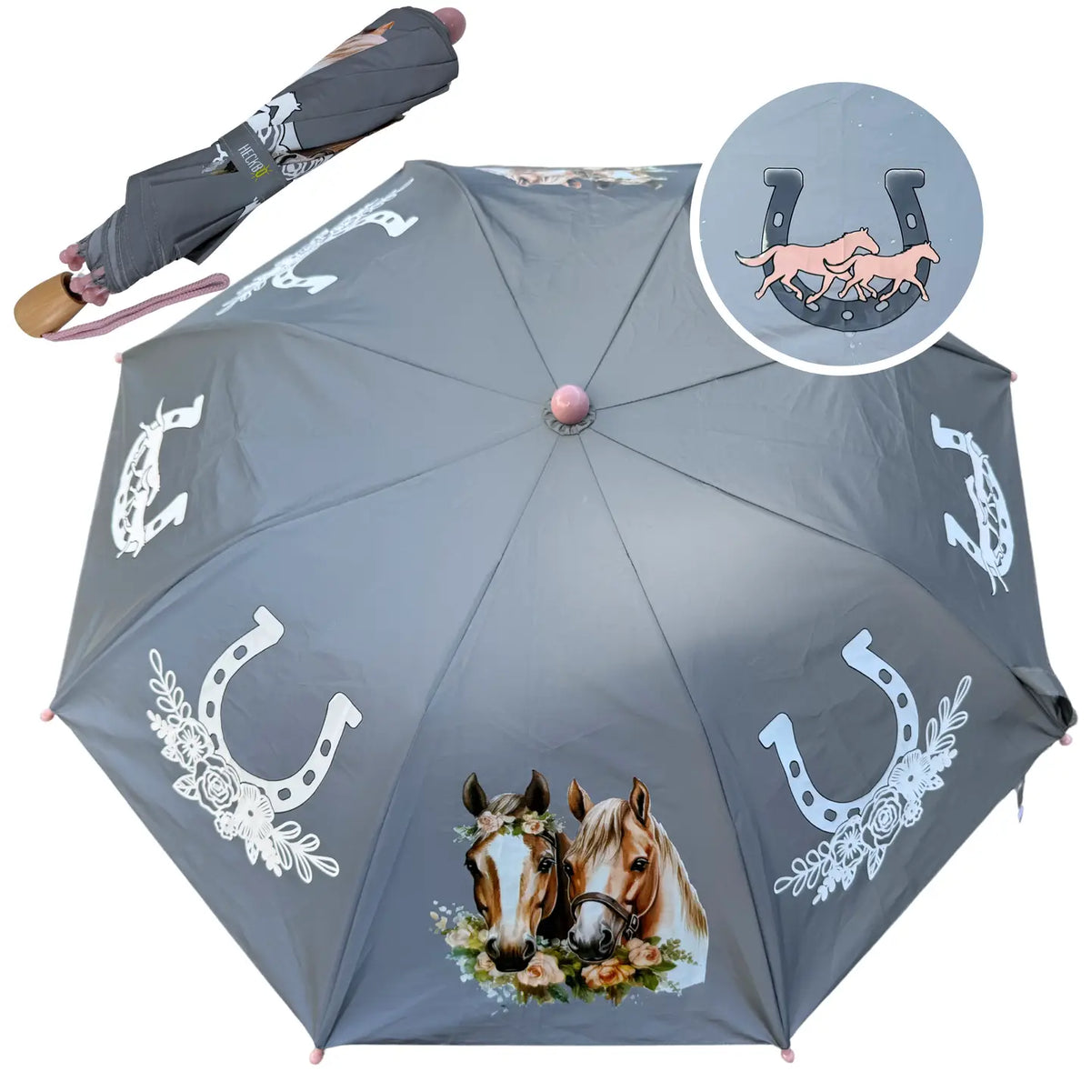 Kinder Regenschirm mit Farbwechsel Pferd