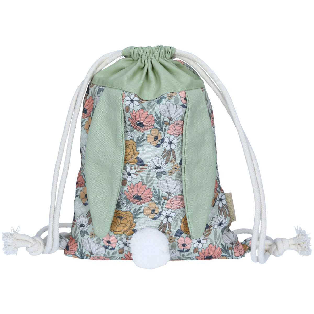 Rucksack und Turnbeutel Hase mit Ohren und Pommel Mint