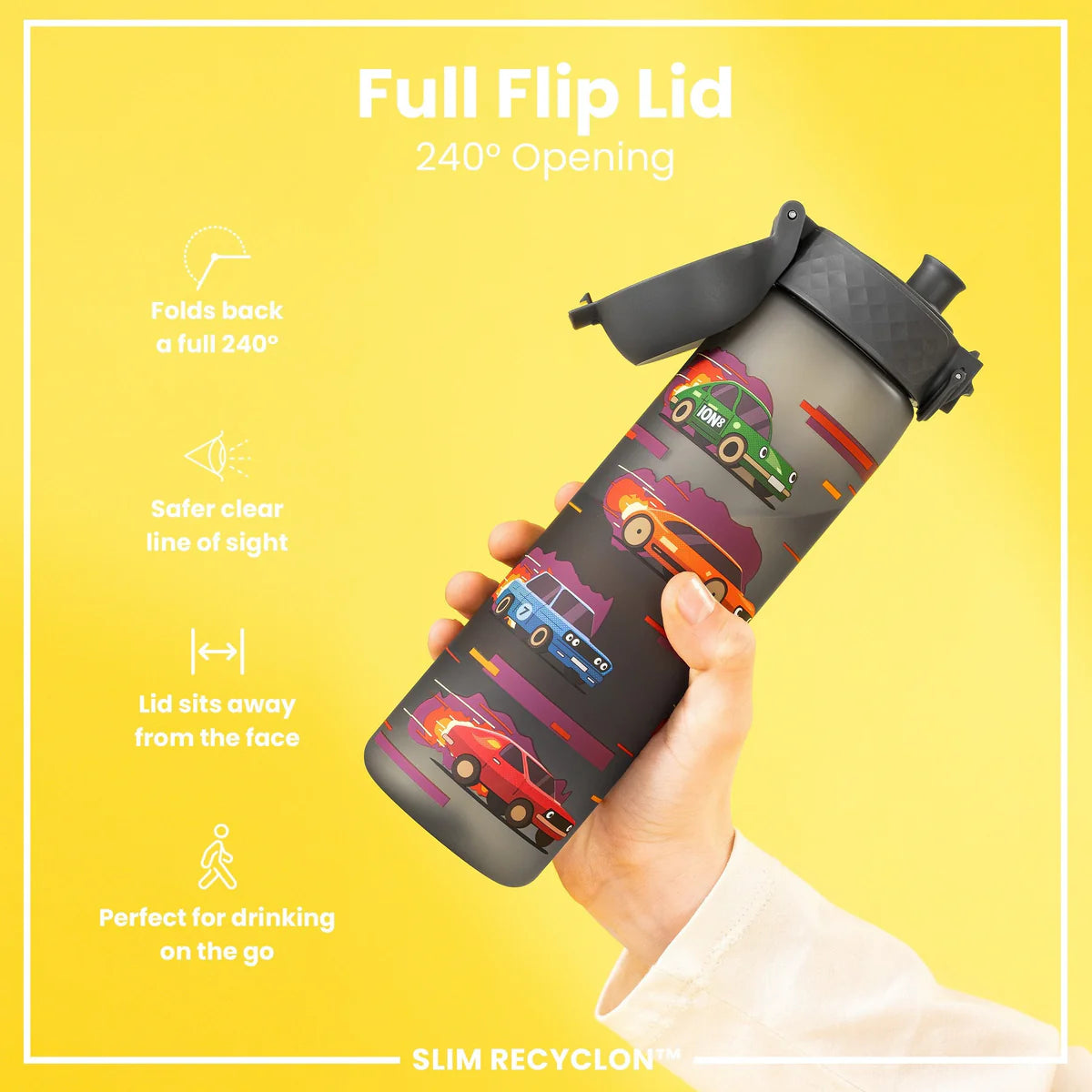 Trinkflasche Ion8 500ml mit Motiv Autos