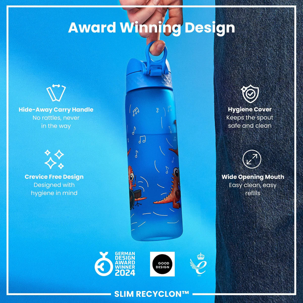 Trinkflasche Ion8 500ml mit Motiv Dinoband