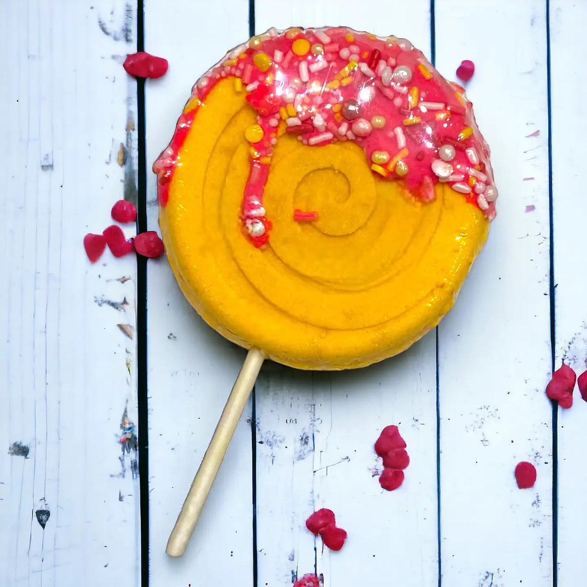 Badekugel handgemacht Lollipop Gelb
