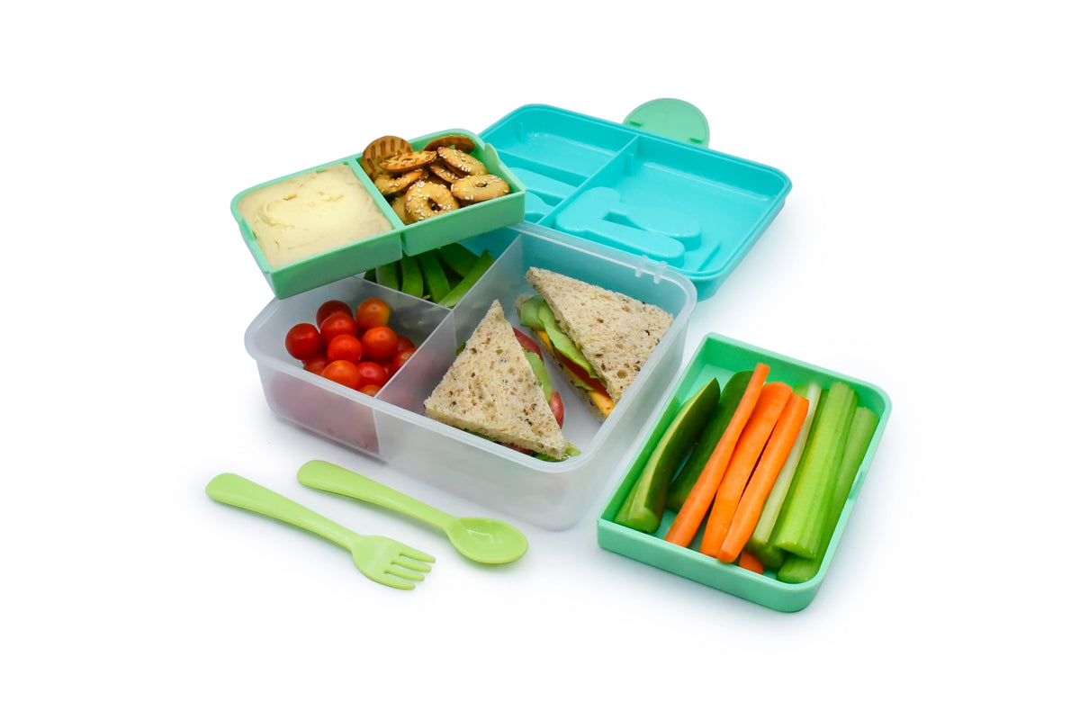 Znünibox Bento Box 2 Stöckig mit Besteck Helltürkis