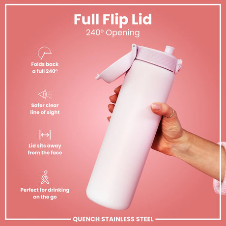 Edelstahl Trinkflasche Ion8 1200ml Pastellrosa