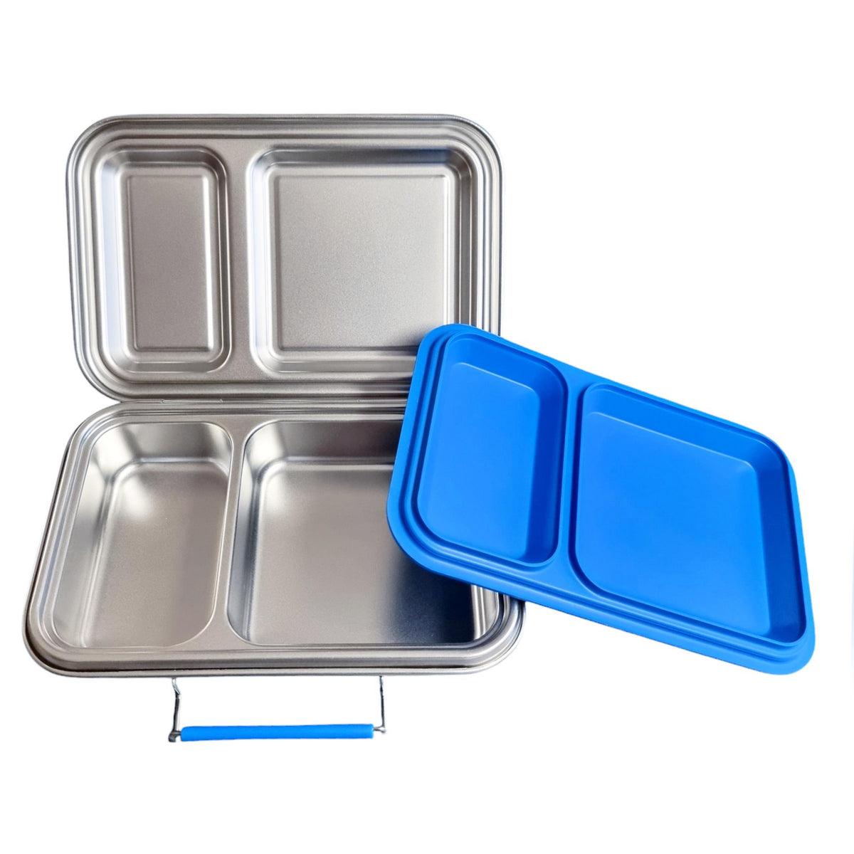 Edelstahl Znünibox Baurelia Box Eco mit 2 Unterteilungen Blau