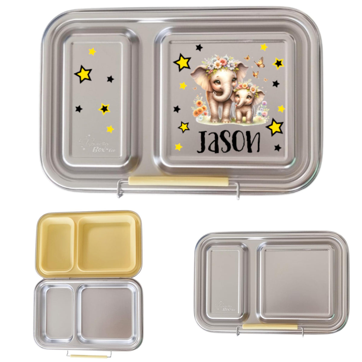Edelstahl Znünibox Baurelia Box Eco mit 2 Unterteilungen Pastellgelb