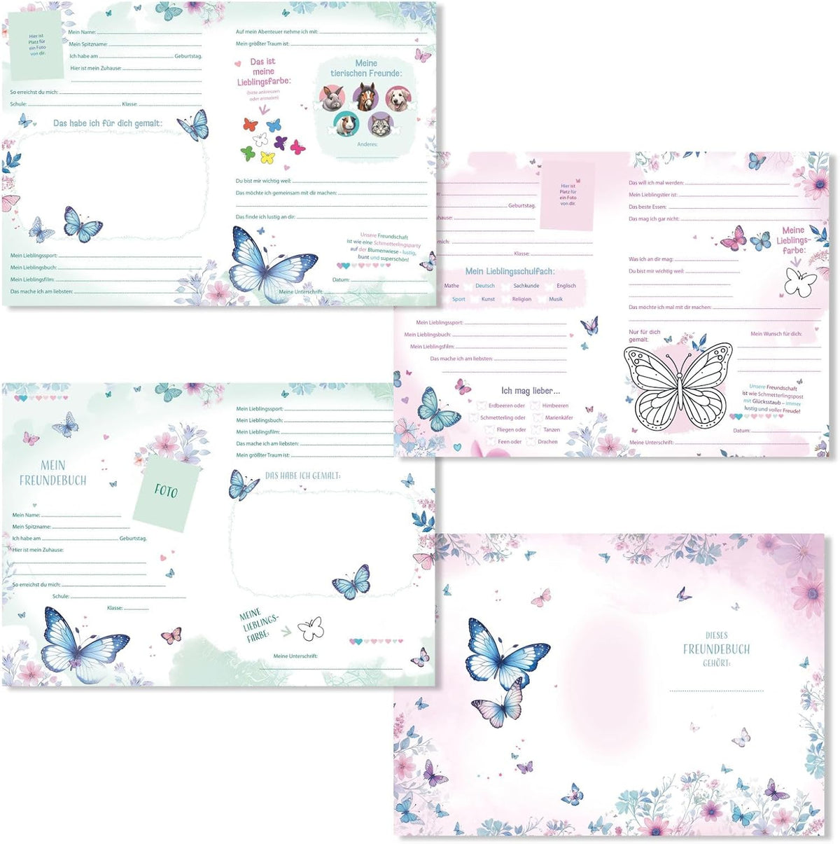 Freundebuch für Kinder - Schmetterling Blau
