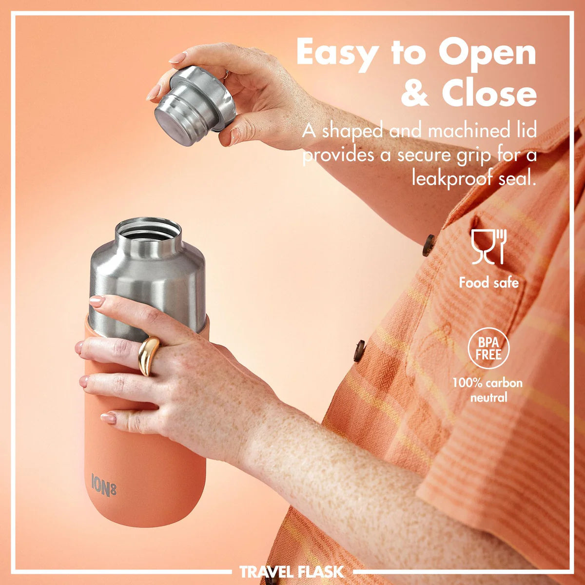 Thermosflasche mit Trinkbecher Ion8 700ml Coral