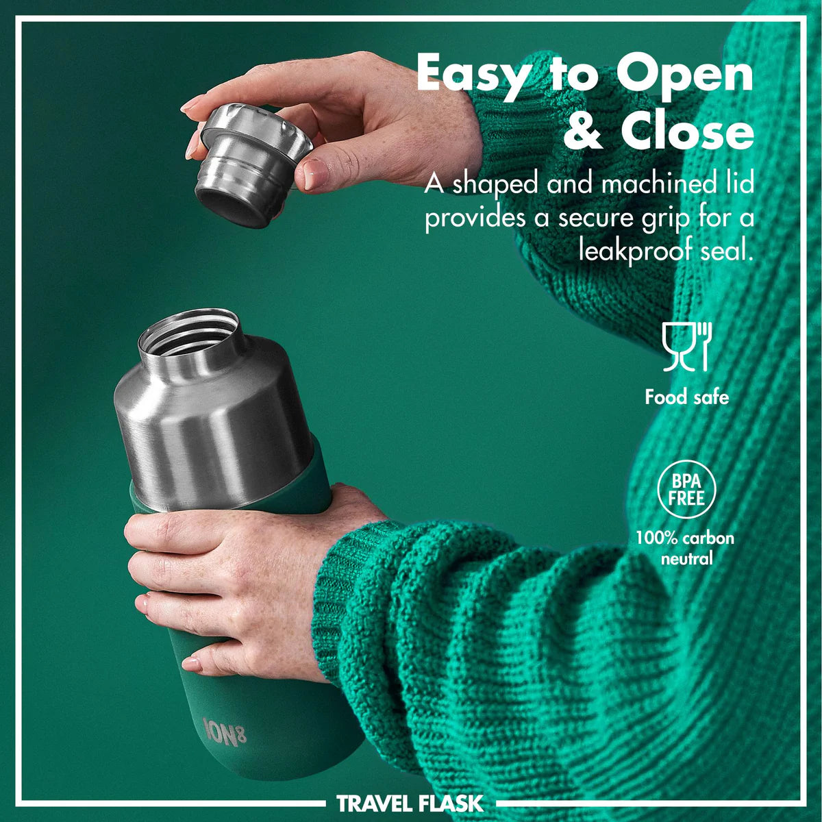Thermosflasche mit Trinkbecher Ion8 700ml Grün