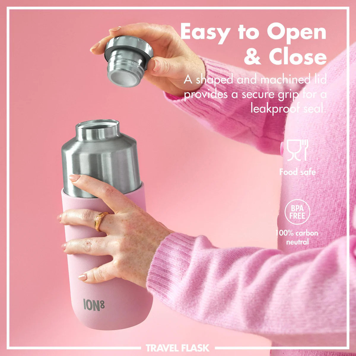 Thermosflasche mit Trinkbecher Ion8 700ml Rosa