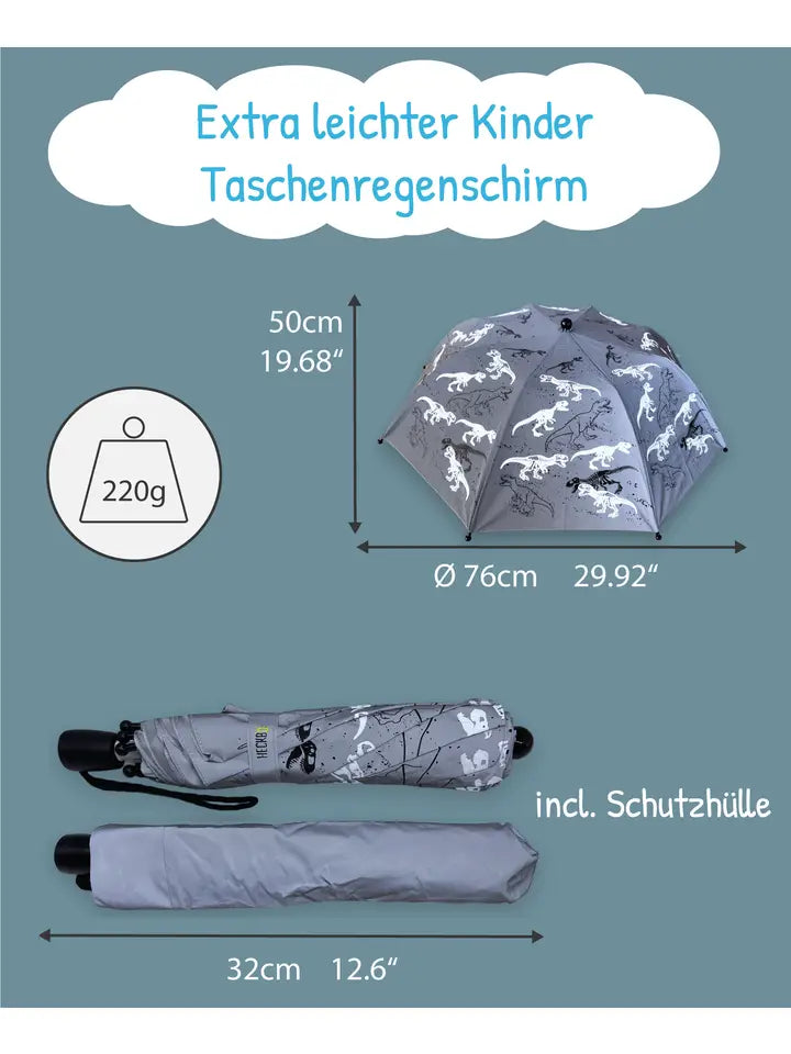 Kinder Regenschirm mit Farbwechsel Dino Silver
