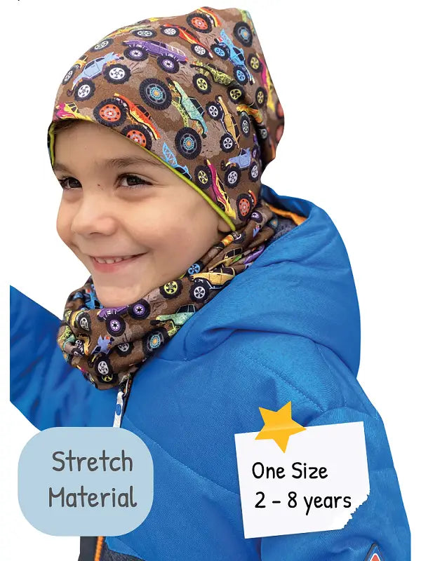 Kinder Winter Mütze & Loop Schal Monstertruck