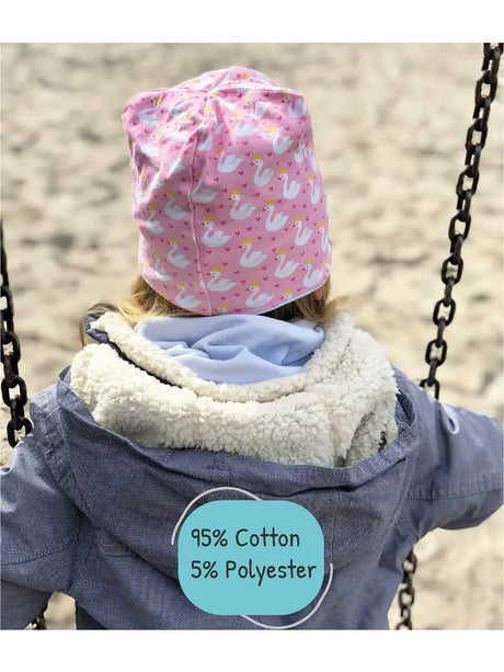 Kinder Winter Mütze & Loop Schal Schwan