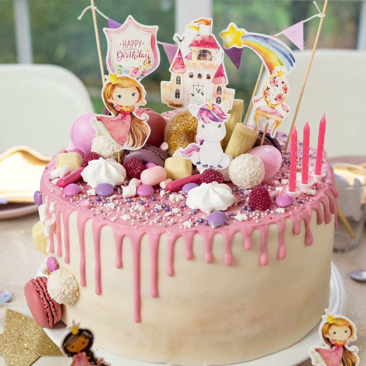 Kuchen Dekoration Einhorn und Prinzessin