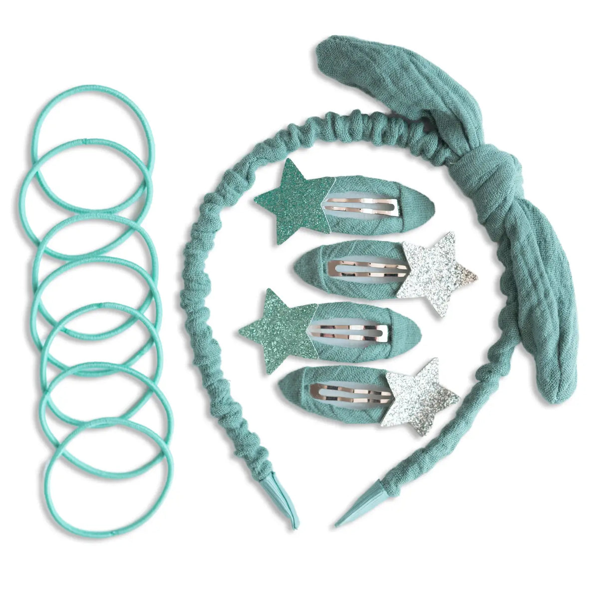 Musselin Haar-Accessoires Set Mint