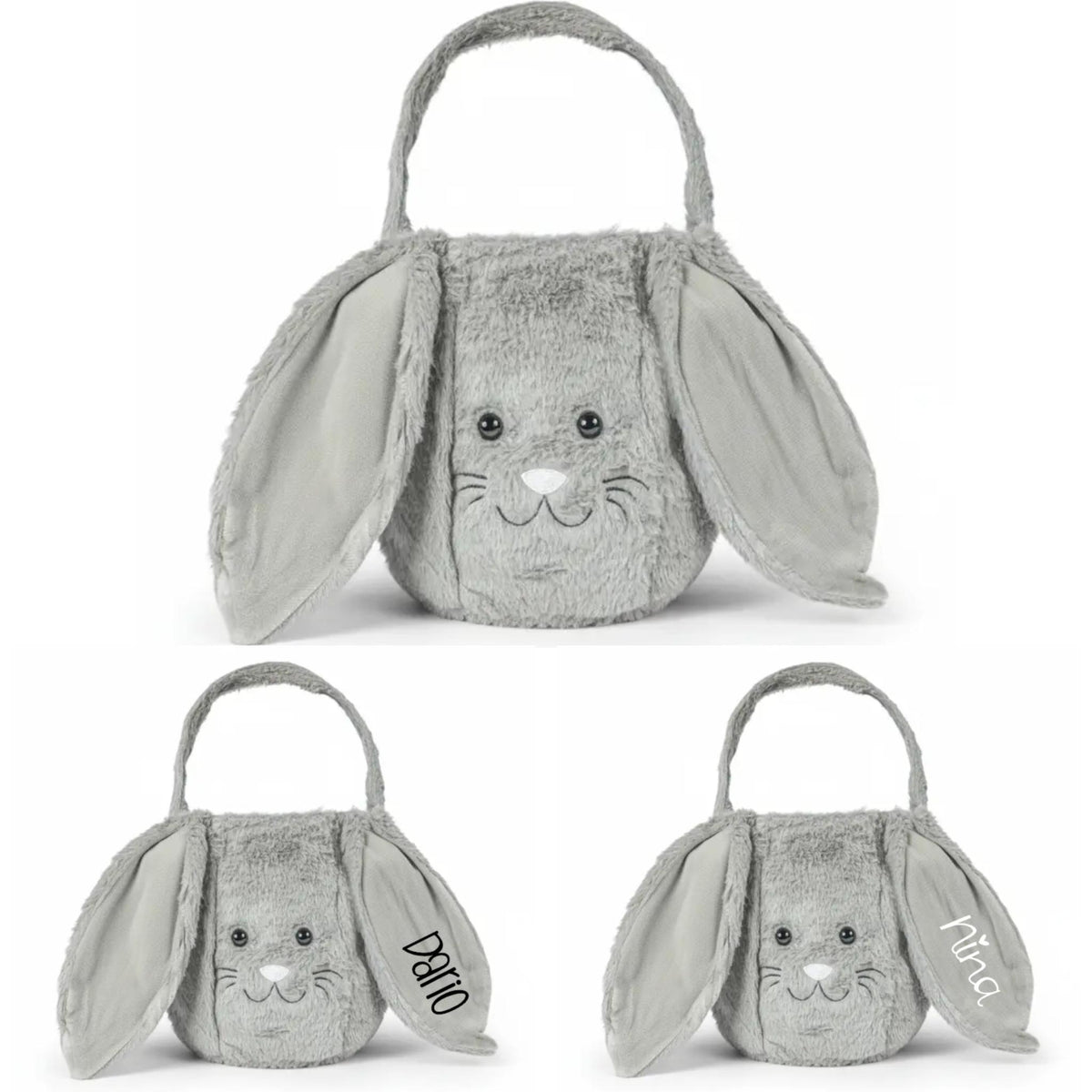 Osternest und Osterkorb Tasche Kuschelhase Grau