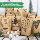 Adventskalender Tüten Braun Kindermotive