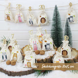 Adventskalender Stoffsäckchen Waldtiere bestickt