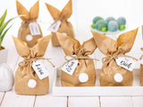 Osternest Papiertaschen Hasen mit Ponpon Weiss