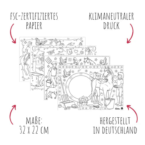 12 Tischsets zum ausmalen - Bibi & Tina