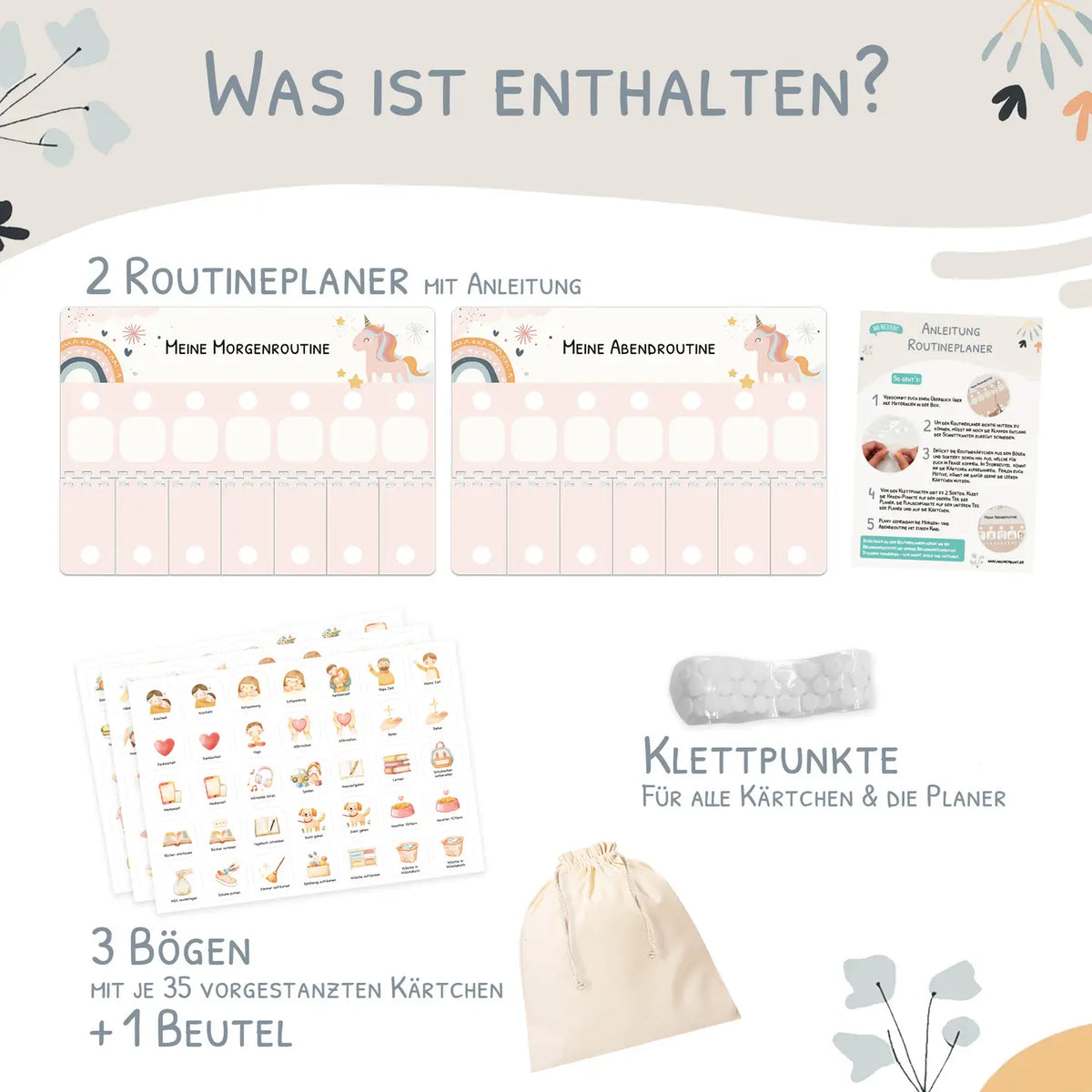 Routineplaner (Morgen & Abend) - Motiv Einhorn