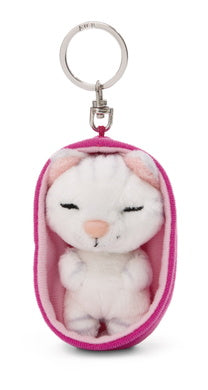 Schlüsselanhänger Plüsch Sleeping Pets Katze Weiss Gestreift