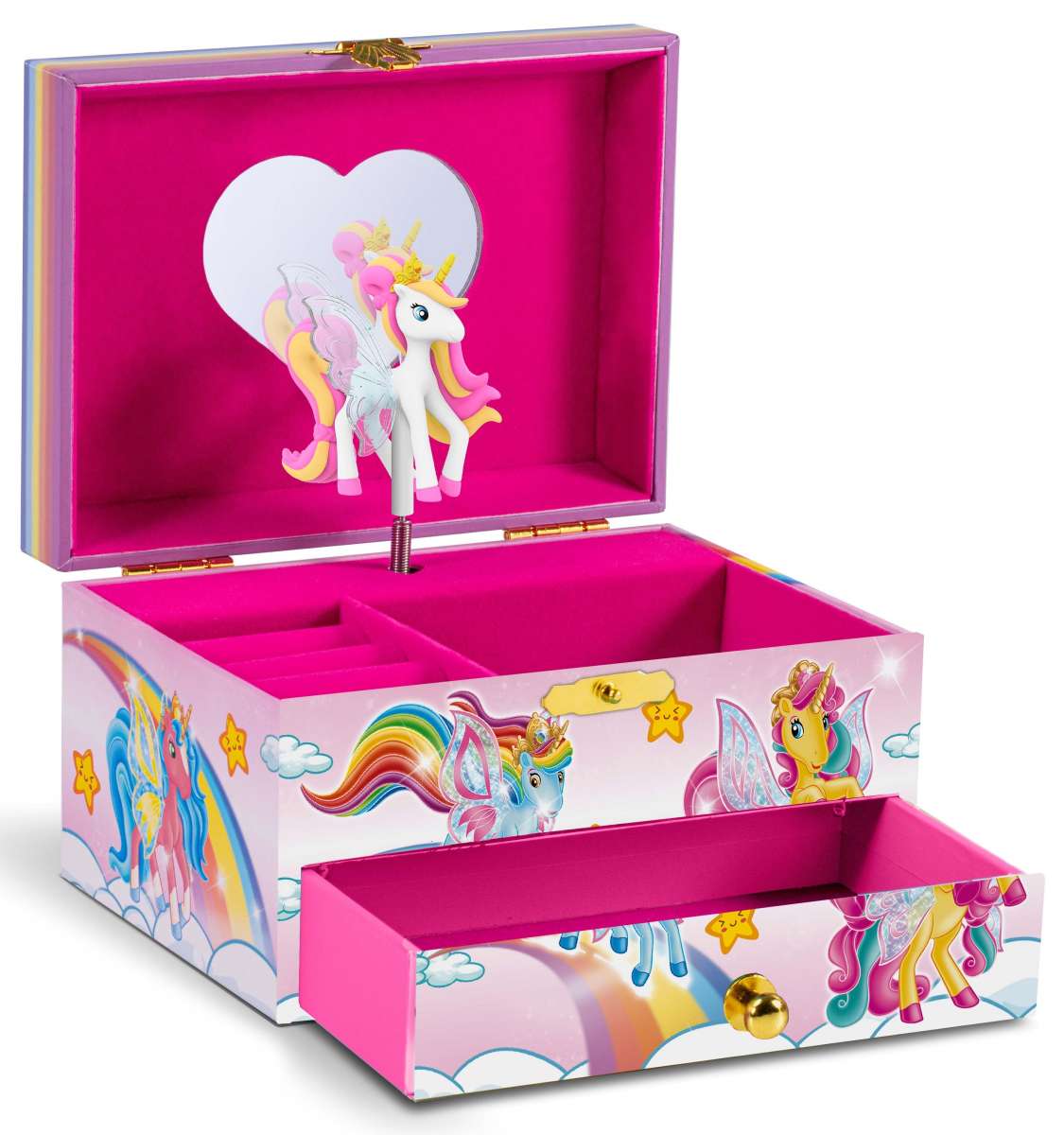 Schmuckkästchen und Musikdose Einhorn Pink