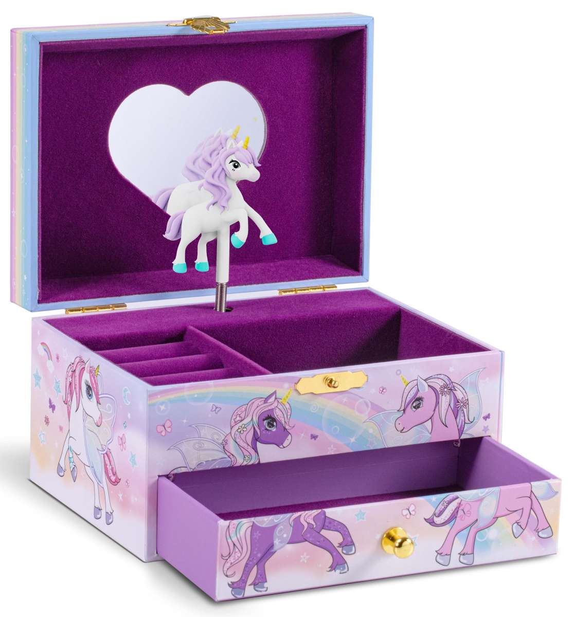 Schmuckkästchen und Musikdose Einhorn Violett