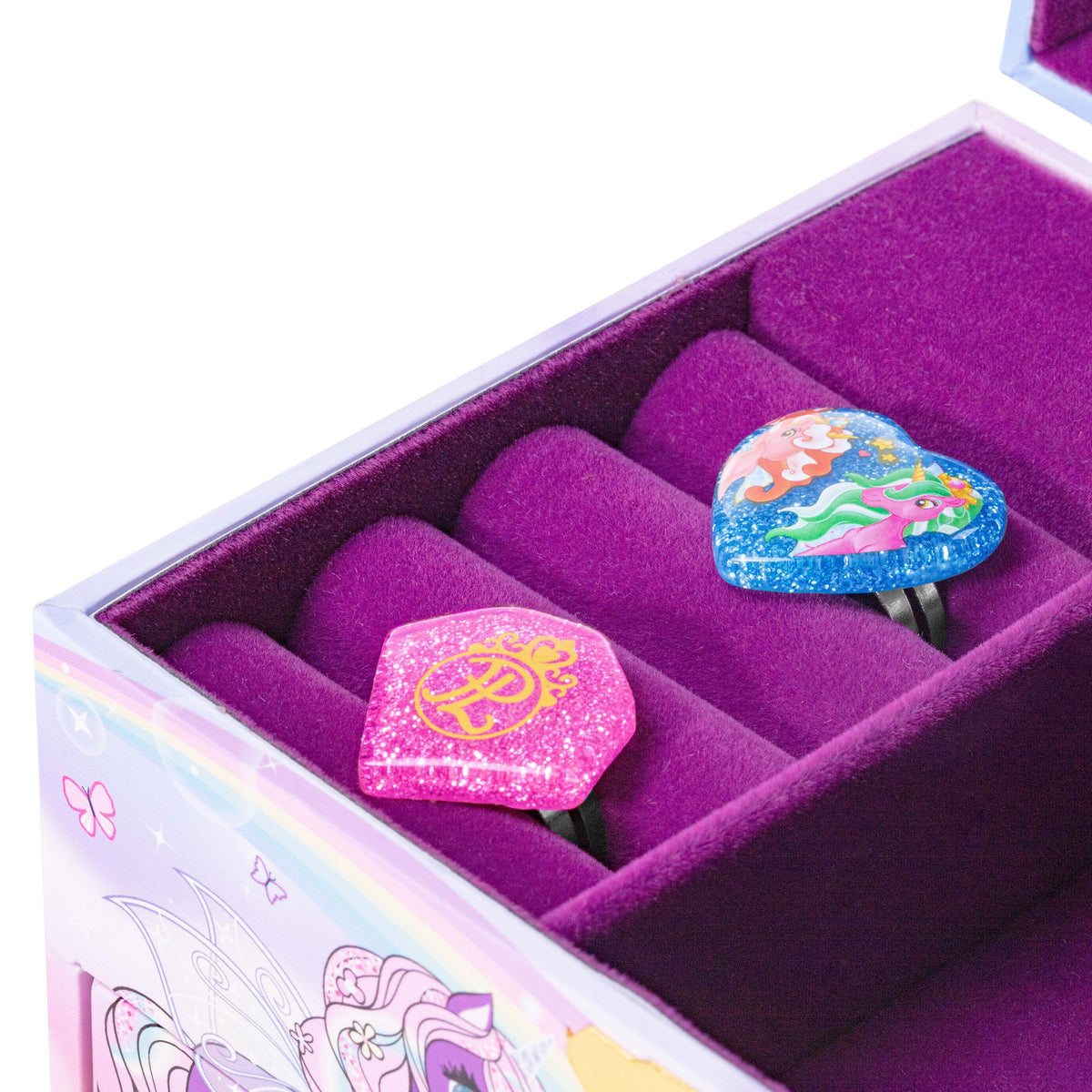 Schmuckkästchen und Musikdose Einhorn Violett
