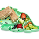 Kinder Silikonteller mit Saugnapf Dino grün