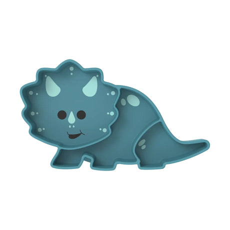 Kinder Silikonteller mit Saugnapf Dino türkis