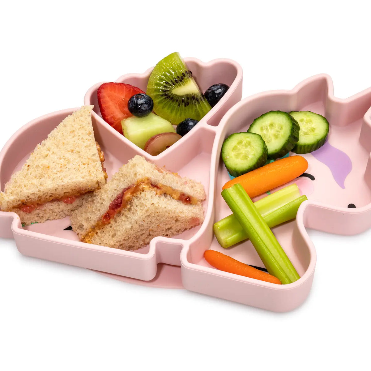 Kinder Silikonteller mit Saugnapf Einhorn rosa