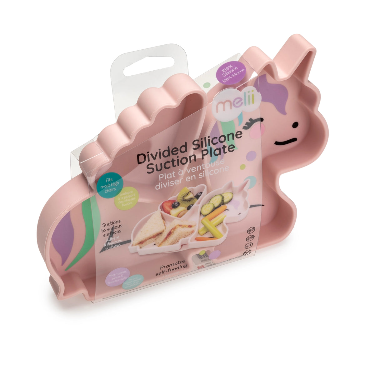 Kinder Silikonteller mit Saugnapf Einhorn rosa