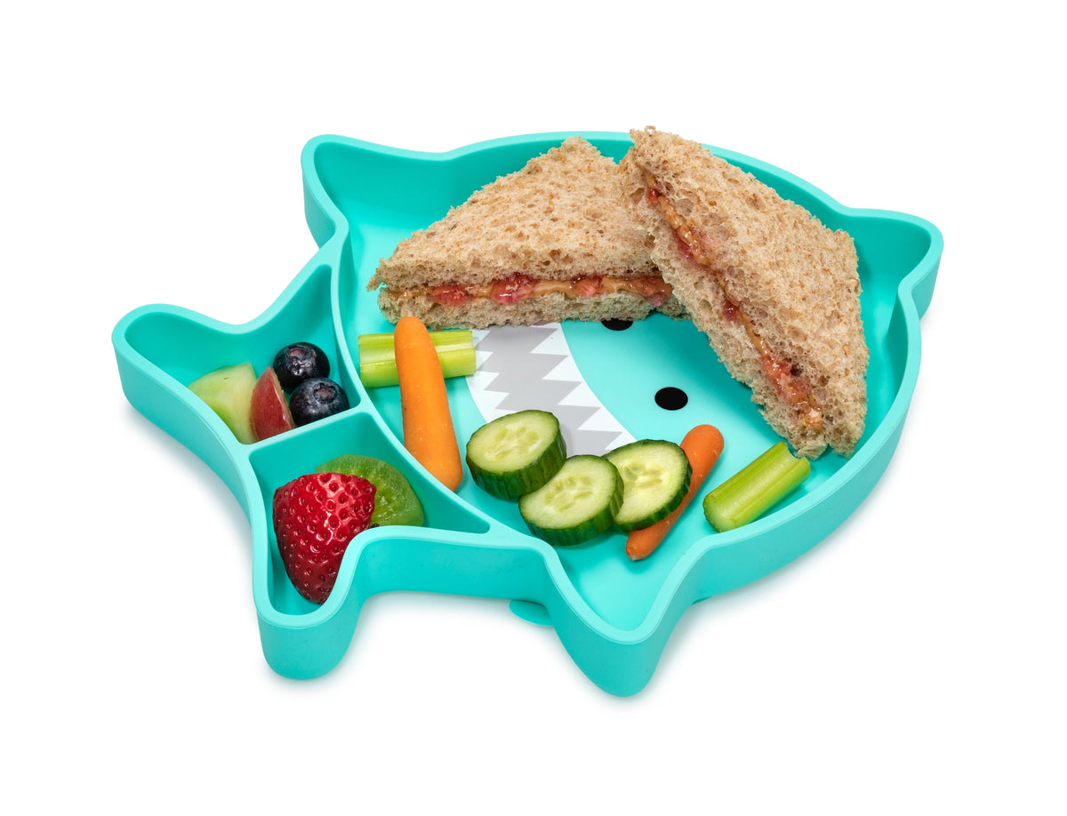 Kinder Silikonteller mit Saugnapf Haifisch