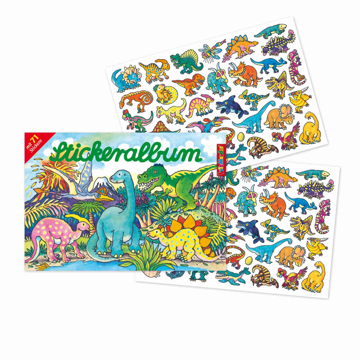 Stickeralbum mit Stickern Dino Comic