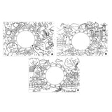 12 Tischsets zum ausmalen - Mix Bauernhof, Prinzessin, Weltraum