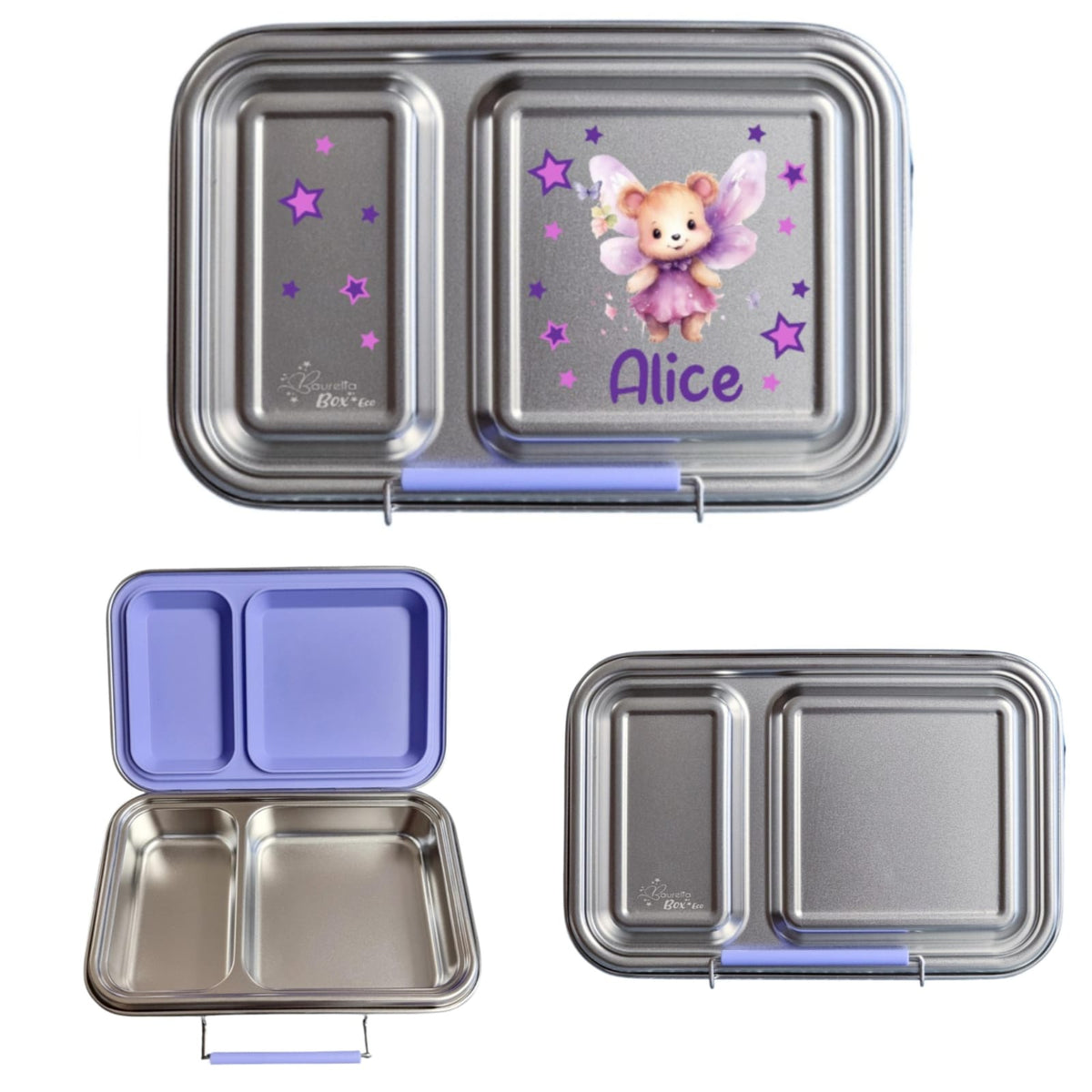Edelstahl Znünibox Baurelia Box Eco mit 2 Unterteilungen Violett