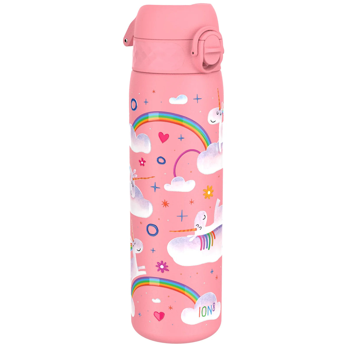 Edelstahl Trinkflasche Ion8 500ml Einhorn Regenbogen