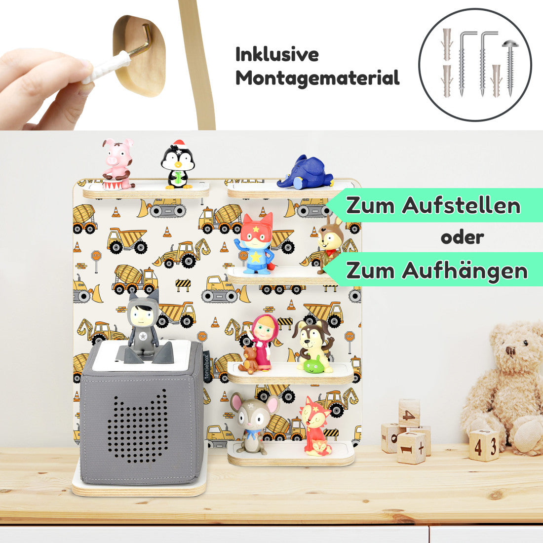 Toniebox 1 & 2 Regal Multi Baufahrzeuge