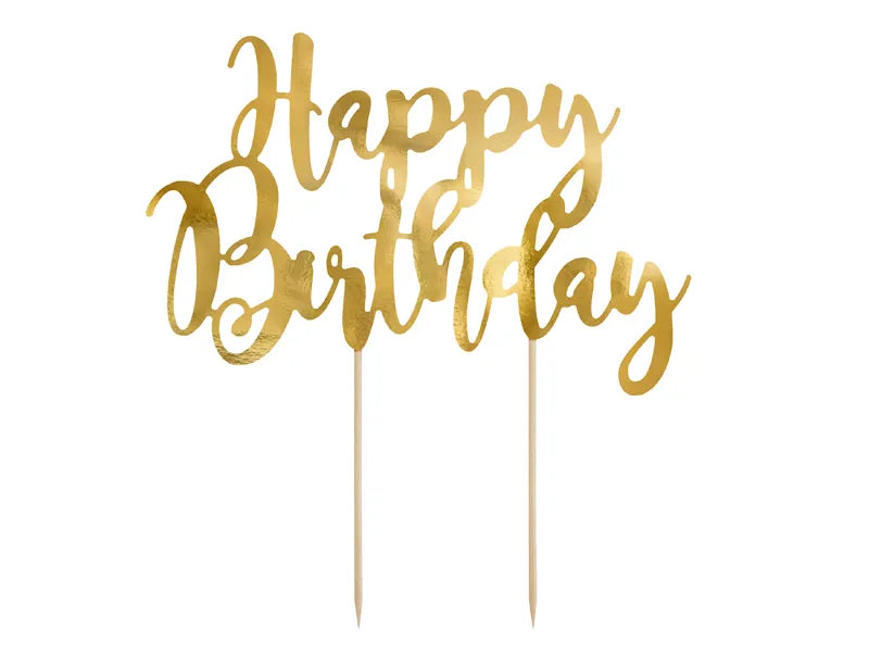Cake Topper Happy Birthday Gold