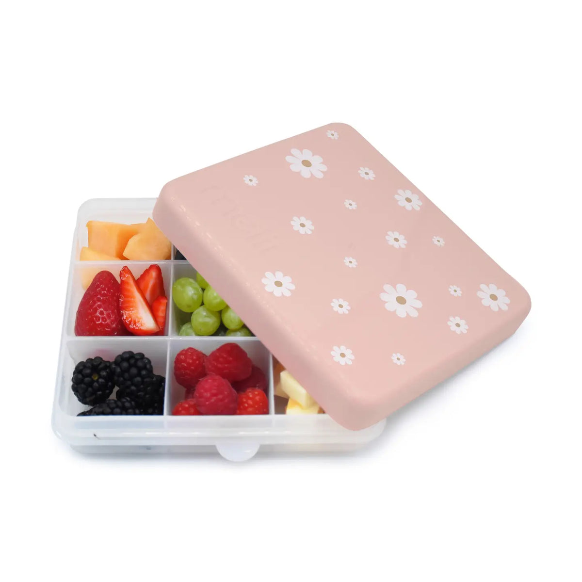 Znünibox Snackbox Melii mit 9 Unterteilungen Blumen Weiss