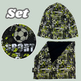 Kinder Winter Mütze & Loop Schal Fussball