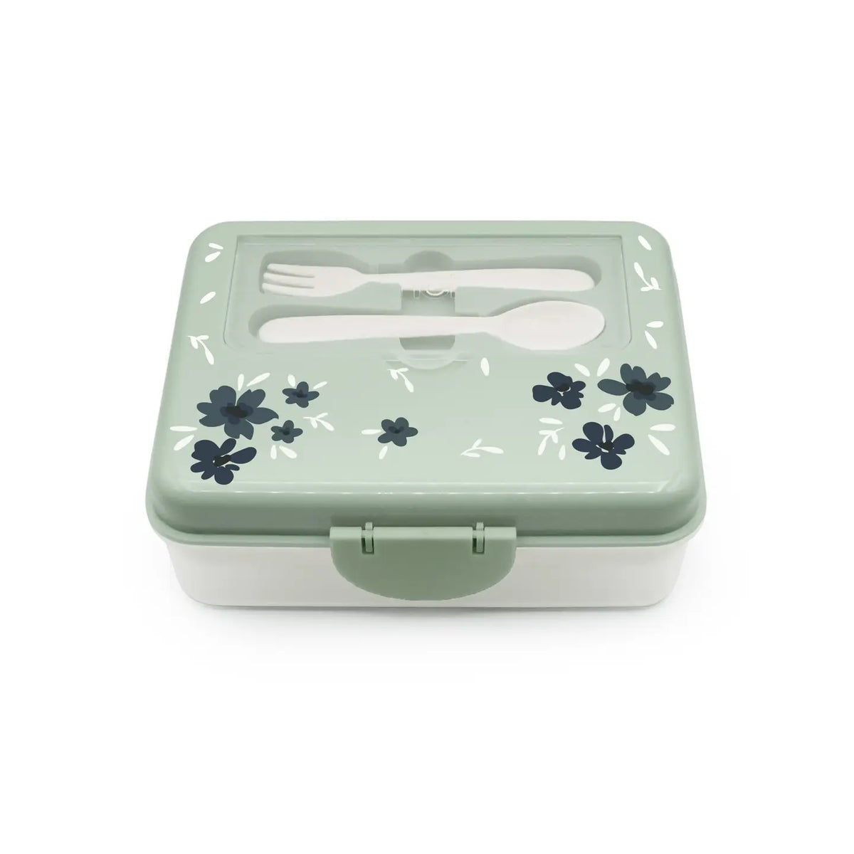 Znünibox Bento Box 2 Stöckig mit Besteck Blumen Schwarz