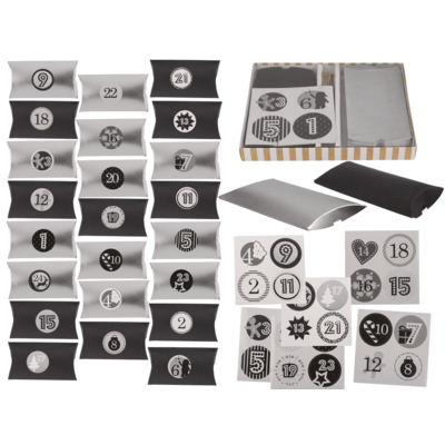 Adventskalender Tüten Schwarz / Silber