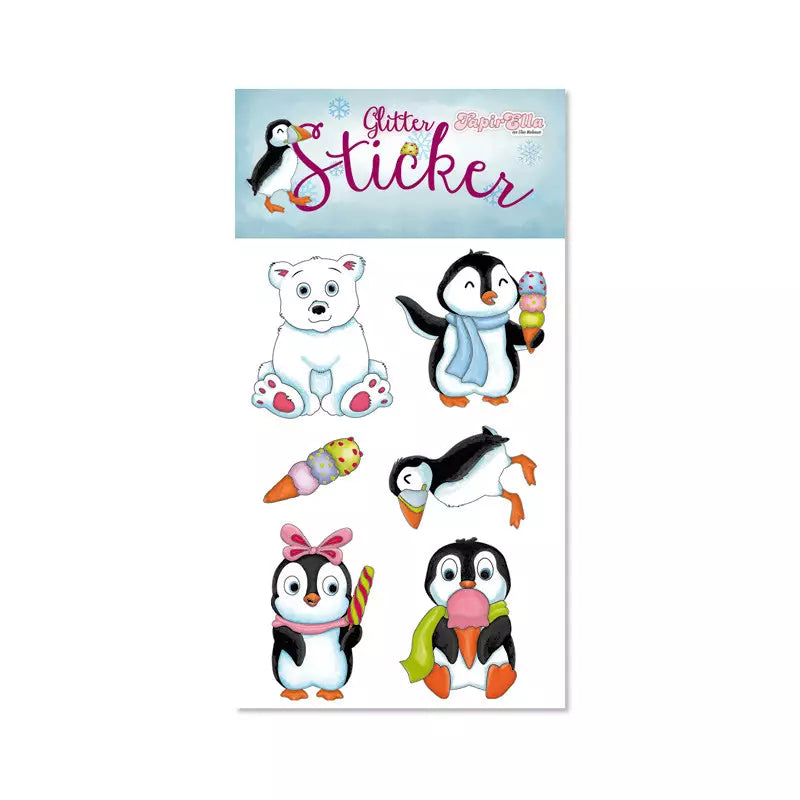 Glitzer Sticker Pinguin und Freunde