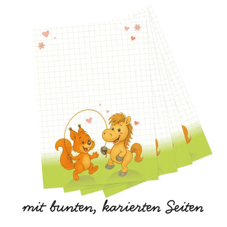 Notizblock Mooki & Friends Pferd und Eichhörnchen