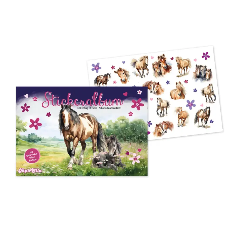 Stickeralbum mit Stickern Pferde mit Blumen
