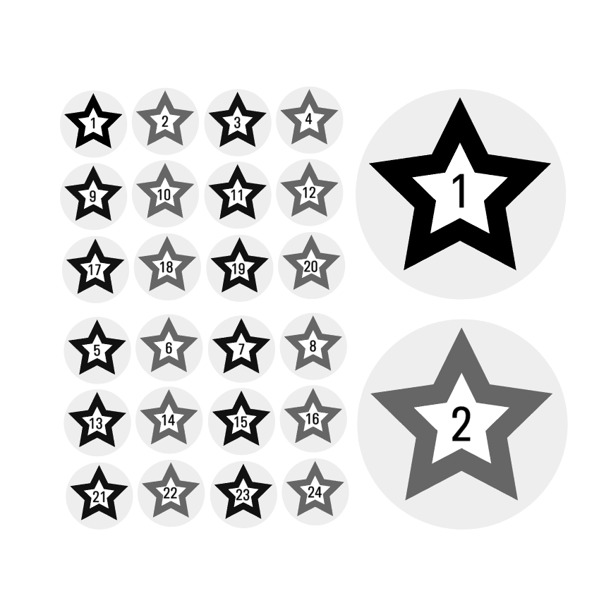 Adventskalender Zahlensticker Stern 4